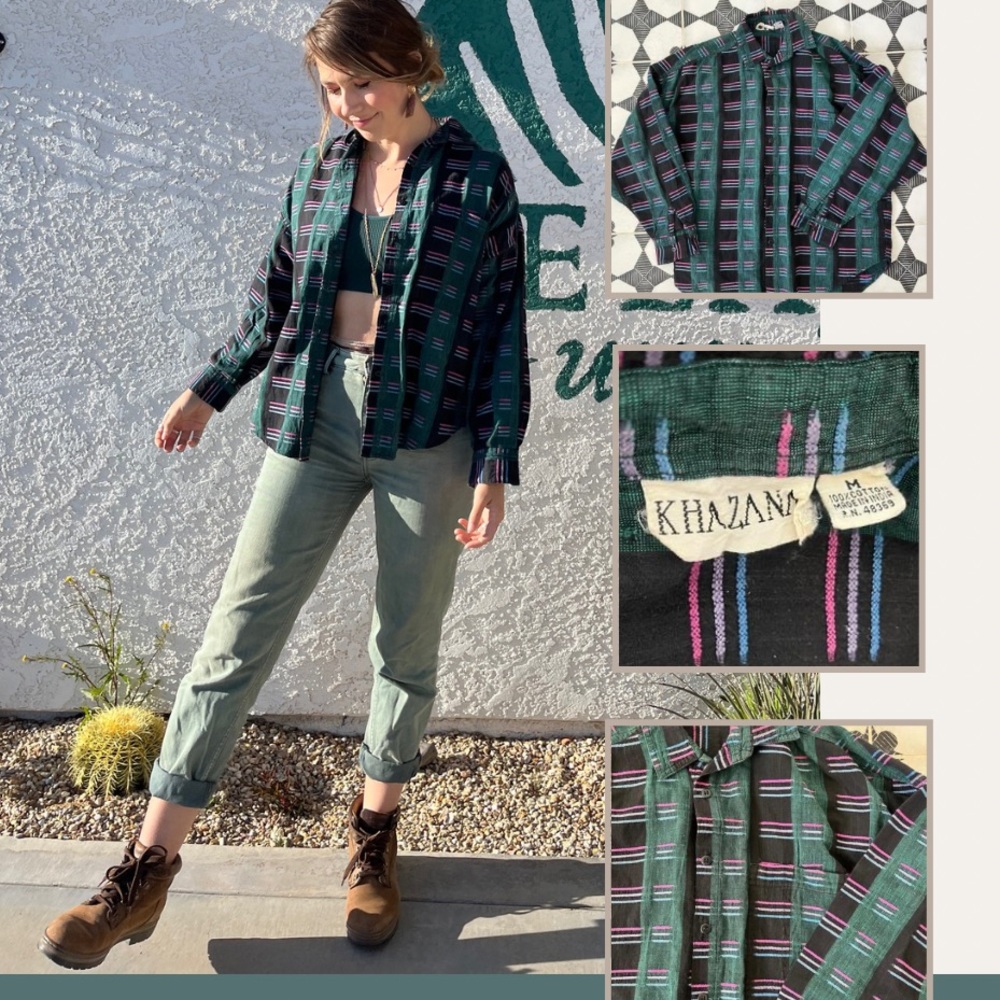 [SOLD] Vintage patterned, button-up top (made in India)